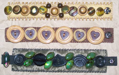 bracelets made from vintage celluloid buttons