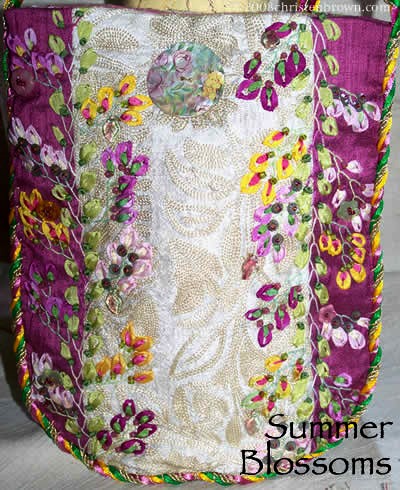 silk fabric with silk ribbon embroidery