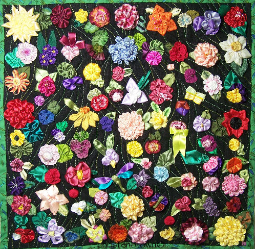 ribbwonwork gardens quilt