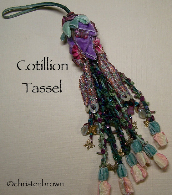 cotillion tassel, ribbonwork, ribbon flowers, ribbon, beads